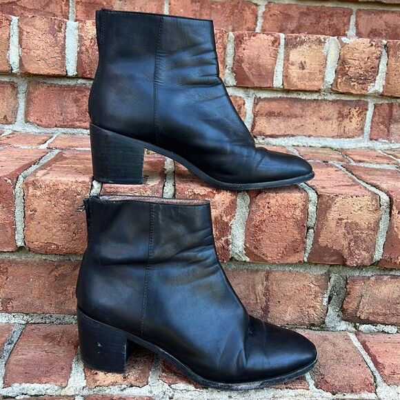 Madewell Black Leather Pauline Boot Zipper in Heel 8.5 - Picture 4 of 13